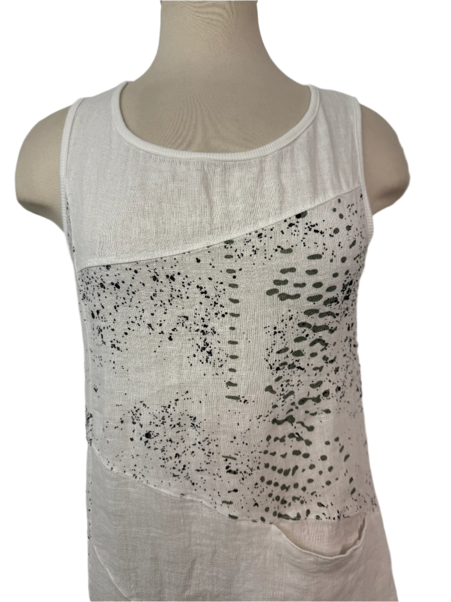 Inizio Paint Splatter Linen Tank Dress