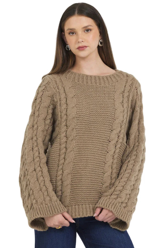 Stellah CABLE OVERSIZE PULLOVER SWEATER