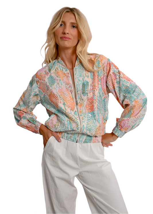 Molly Bracken Short Printed Bomber Jacket - clever alice