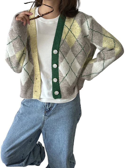 Clever Alice Momo Argyle Cardigan