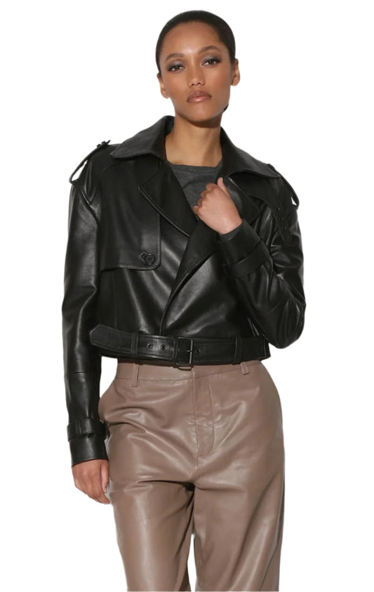 Walter Baker Kaitlyn Jacket in Black SILVER HARDWARE